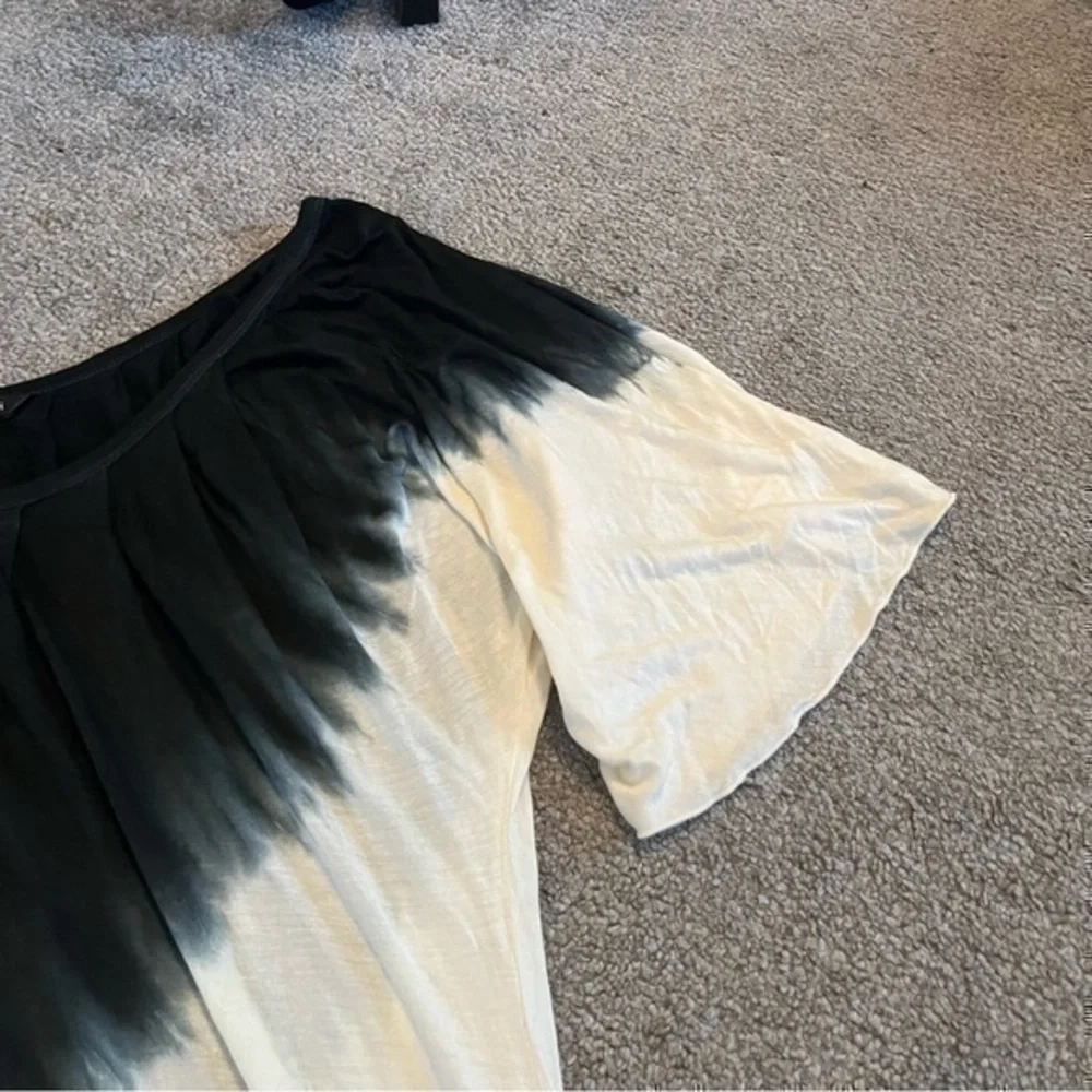 Yak n Yeti Black & White Tie Dye Boho Tunic Top Flowy Peasant Festival